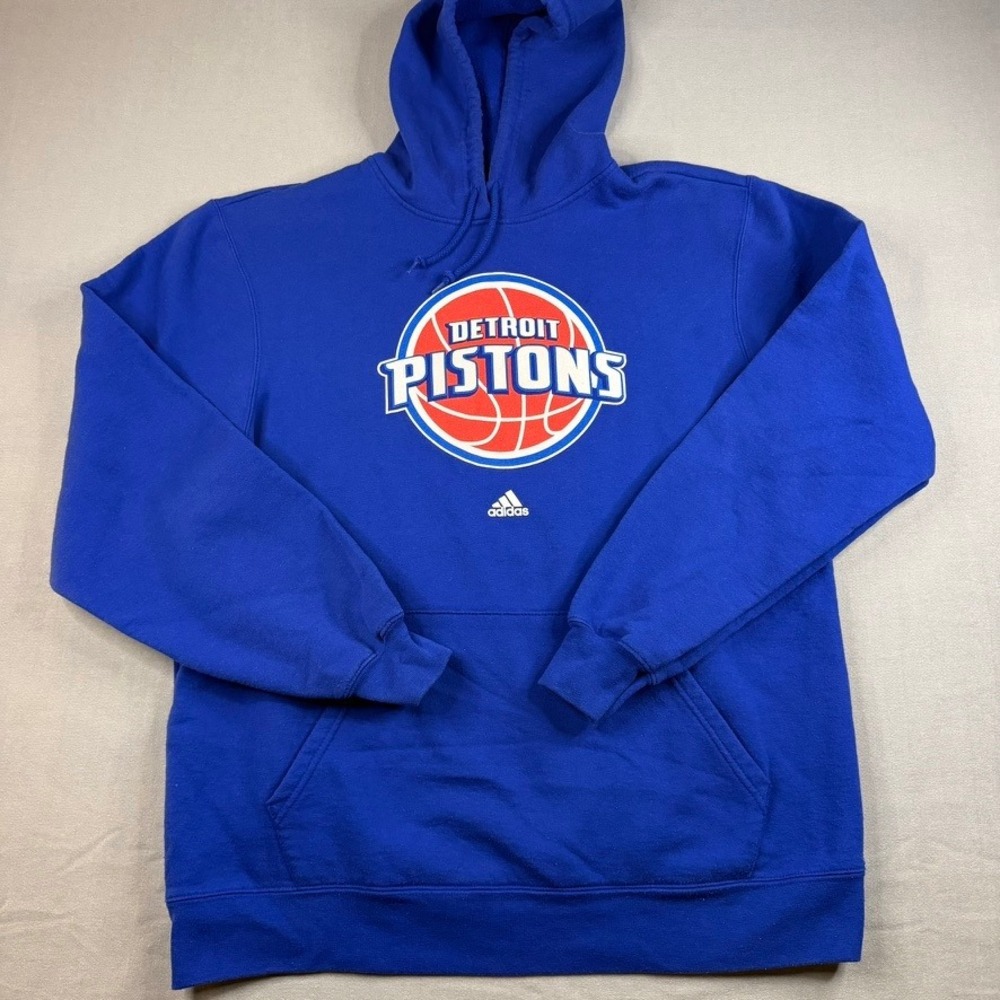 Adidas Detroit Pistons NBA Hoodie Blue Mens Large Pullover Sweatshirt
